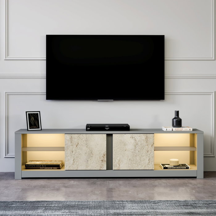 Hanah Home Soporte de TV Gris y Travertino